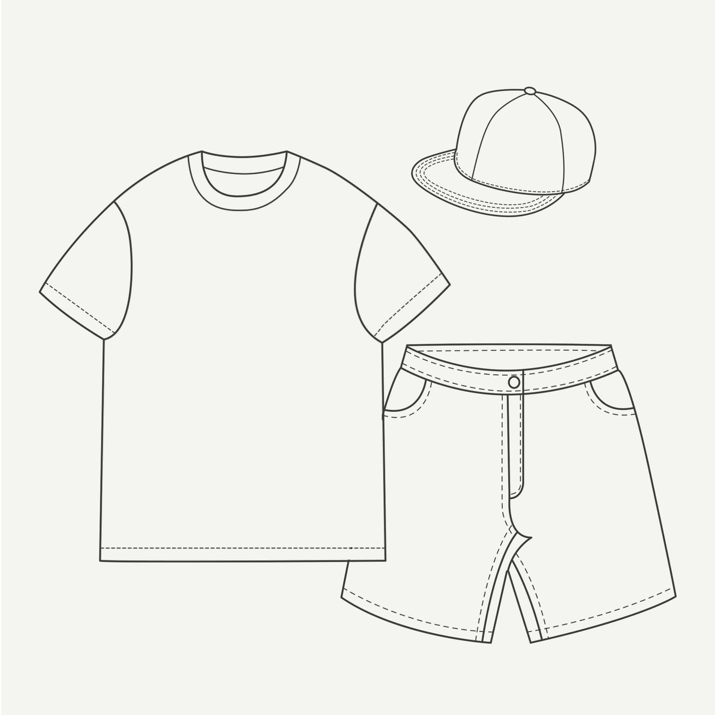 TEE, SHORTS + HEADWEAR $160