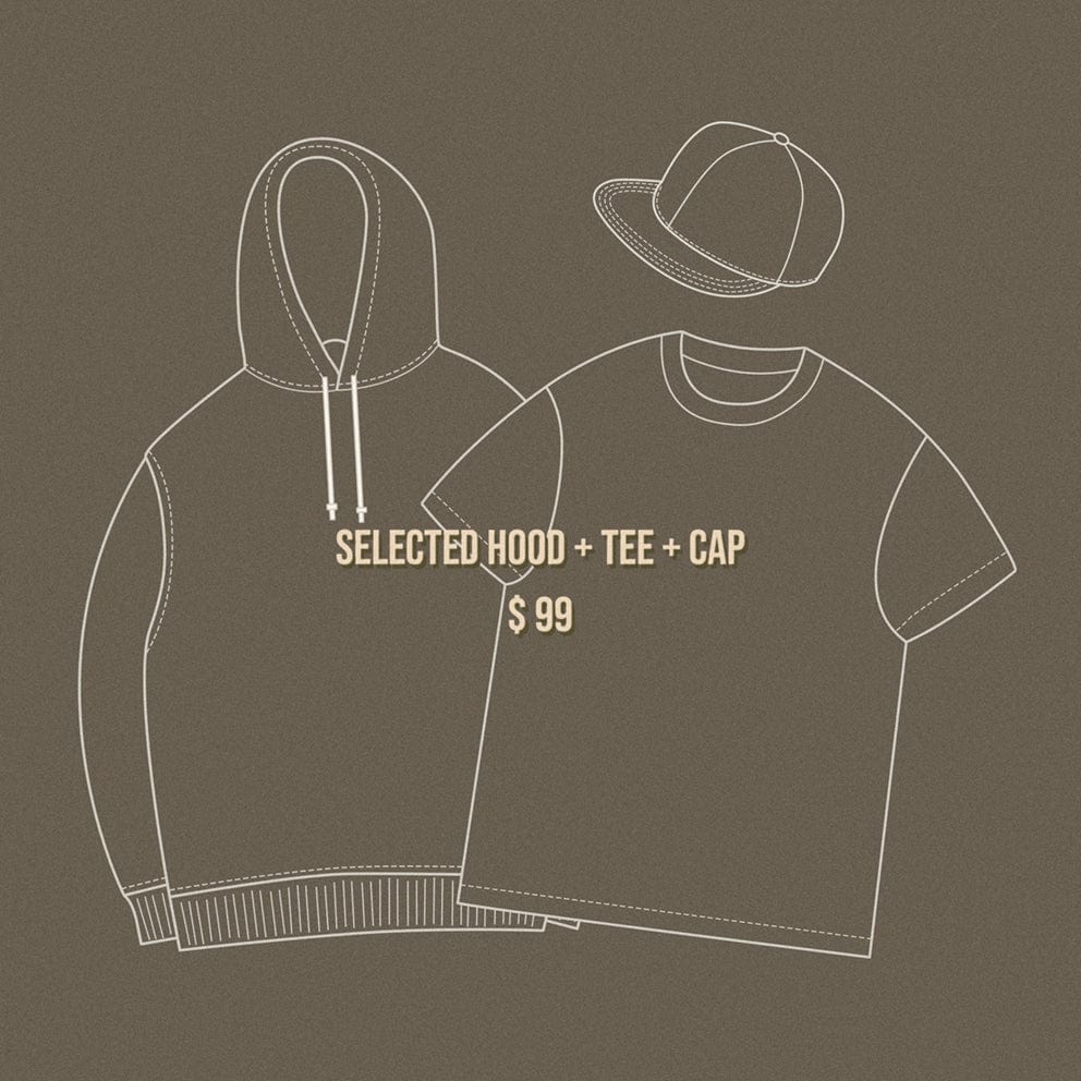 HOOD, TEE + CAP $150