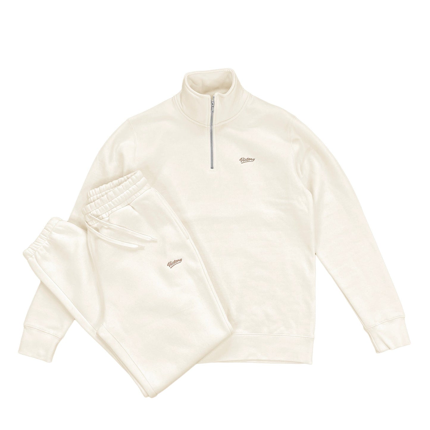 PLAYER 1/4 ZIP CREW TRACKSUIT - CREAM