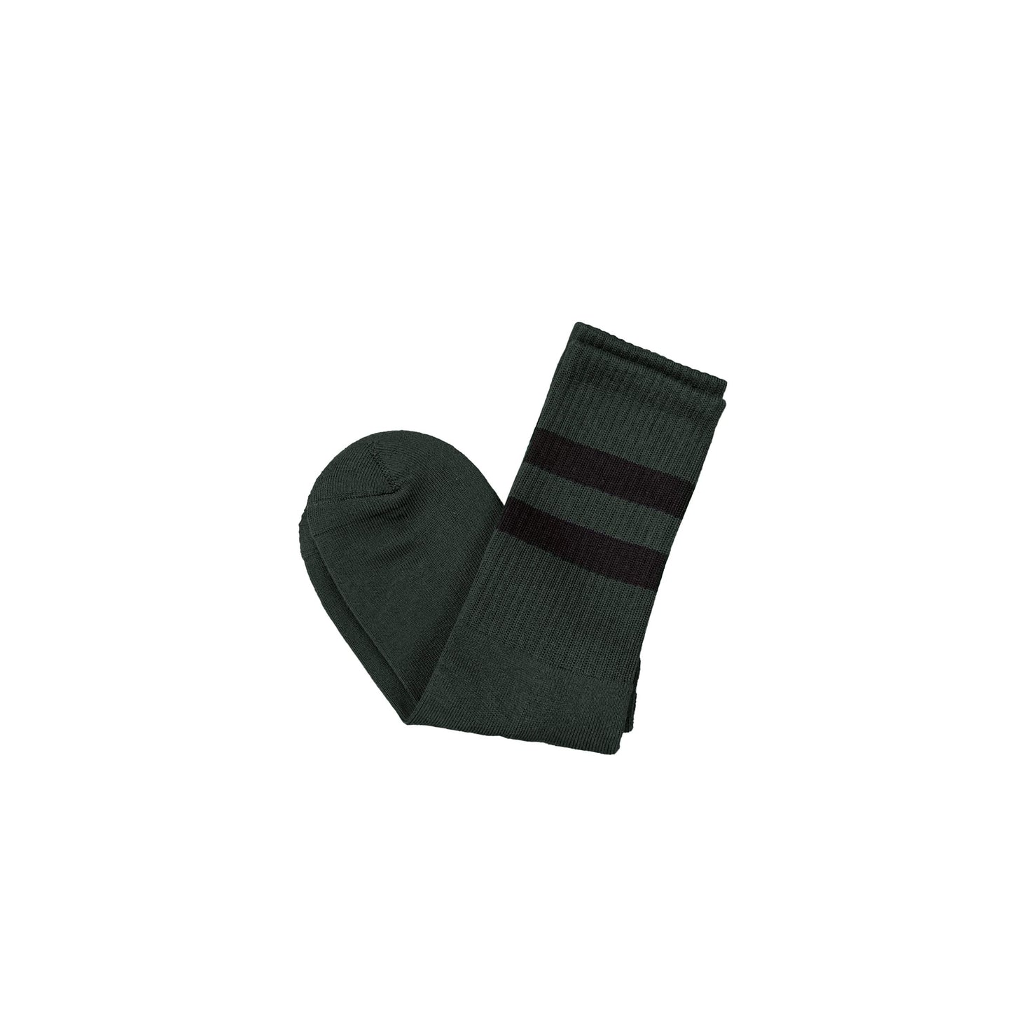 SPORT STRIPE SOCK - BOTTLE GREEN (2 PACK)