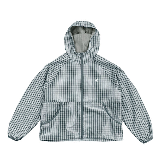 VIC Checkered Windbreaker relaxed boxy fit lightweight water-repellent nylon plaid jacket with mesh lining and embroidered logo
