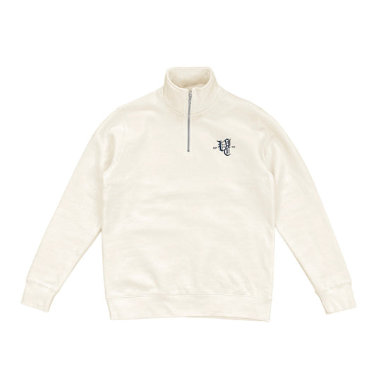 Elevate your style with the OL' ENGLISH 1/4 ZIP CREW. This piece combines vintage charm and modern streetwear, featuring a regular fit, heavyweight 350 GSM fabric for warmth, and a mock neck for added sophistication. The embroidered logo highlights its retro appeal. Perfect for any casual outing, embrace the timeless look with this essential addition to your wardrobe.