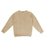FEATHER CABLE KNIT SWEATER - ALMOND