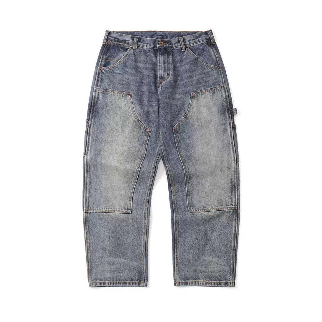 DOUBLE KNEE JEAN - WASHED BLUE (PRE-ORDER)