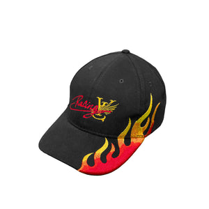 Flame Y2K racing cap style. Vintage style headwear.