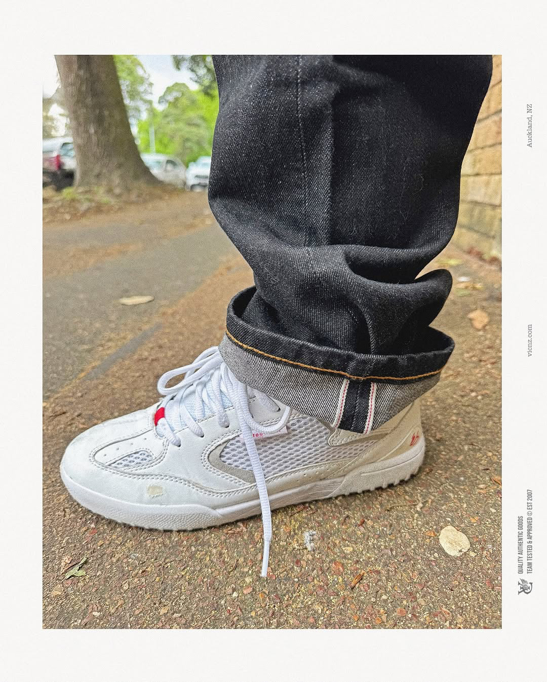 RAW SELVEDGE JEANS in dark indigo with a regular straight leg fit, cut from premium 15oz raw selvedge denim. Finished with contrast stitching, selvedge detail on the coin pocket, and a VIC woven patch on the waistband. Inspired by vintage Japanese selvedge denim and reimagined with a modern silhouette.