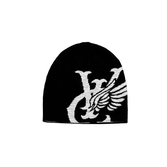 WING REVERSIBLE SKULL BEANIE - BLACK / ASH