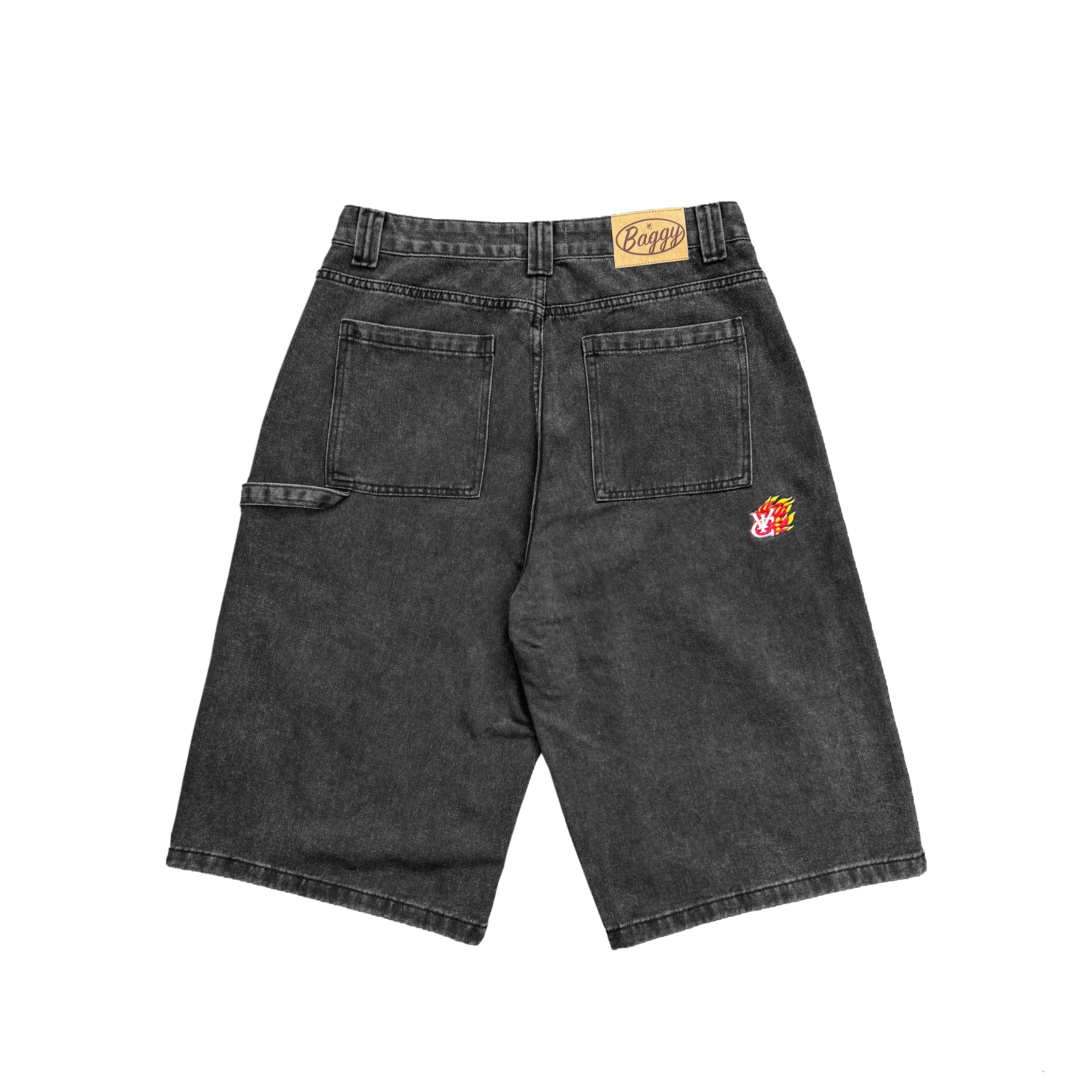 BAGGY PATCH POCKET JORTS - WAHSED BLACK – VIC APPAREL