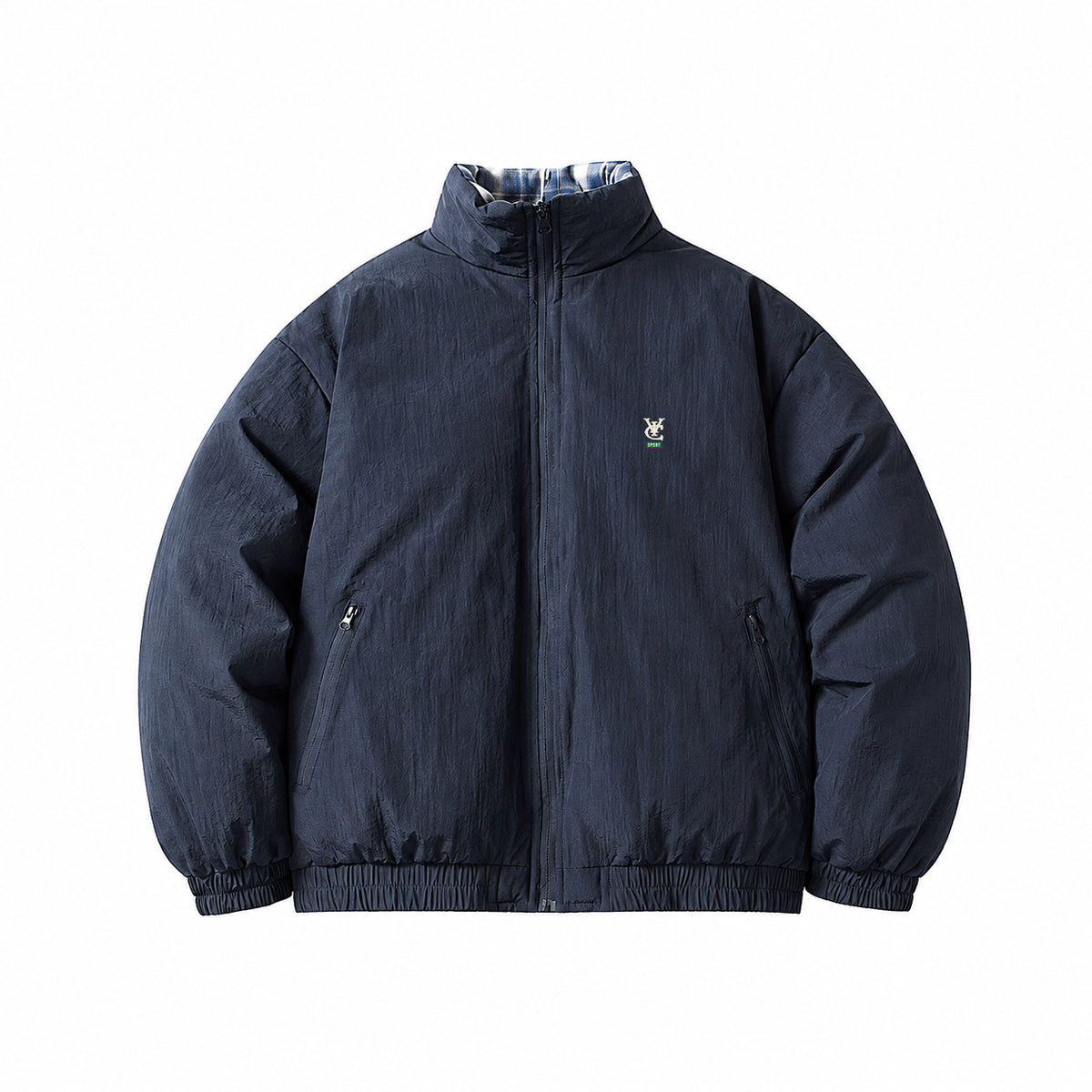 VIC REVERSIBLE PUFFER JACKET - NAVY / PLAID (PRE-ORDER)