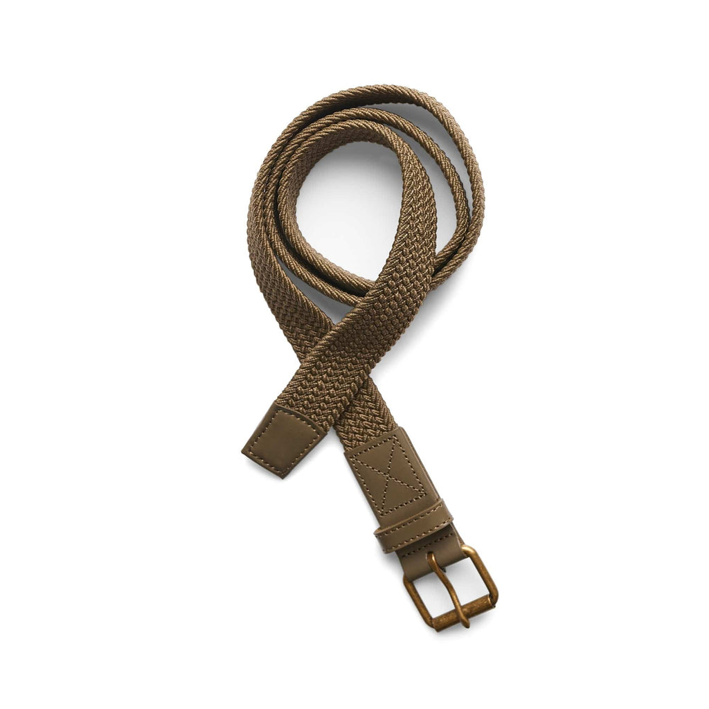 Classic mesh belt. 100% plaited elastic cord Leather detailing & Vintage-style metal buckle Nickel free and certified by Oeko-Tex Standard 100