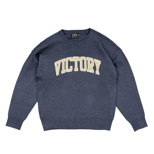 Premium quality boxy crewneck knit Intarsia logo sweater by New Zealand skate and streetwear clothing label VIC Apparel. Classic varsity design. Boxy fit and dropped shoulder.