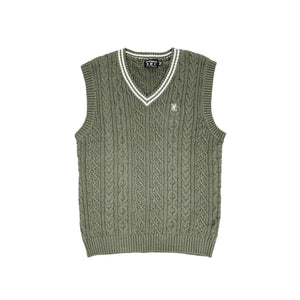 Premium quality v-neck cable knit sweater vest by New Zealand skate and streetwear clothing label VIC Apparel. Classic minimal design. Relaxed fit.