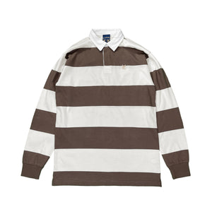 VIC STRIPED RUGBY POLO - CREAM / COFFEE