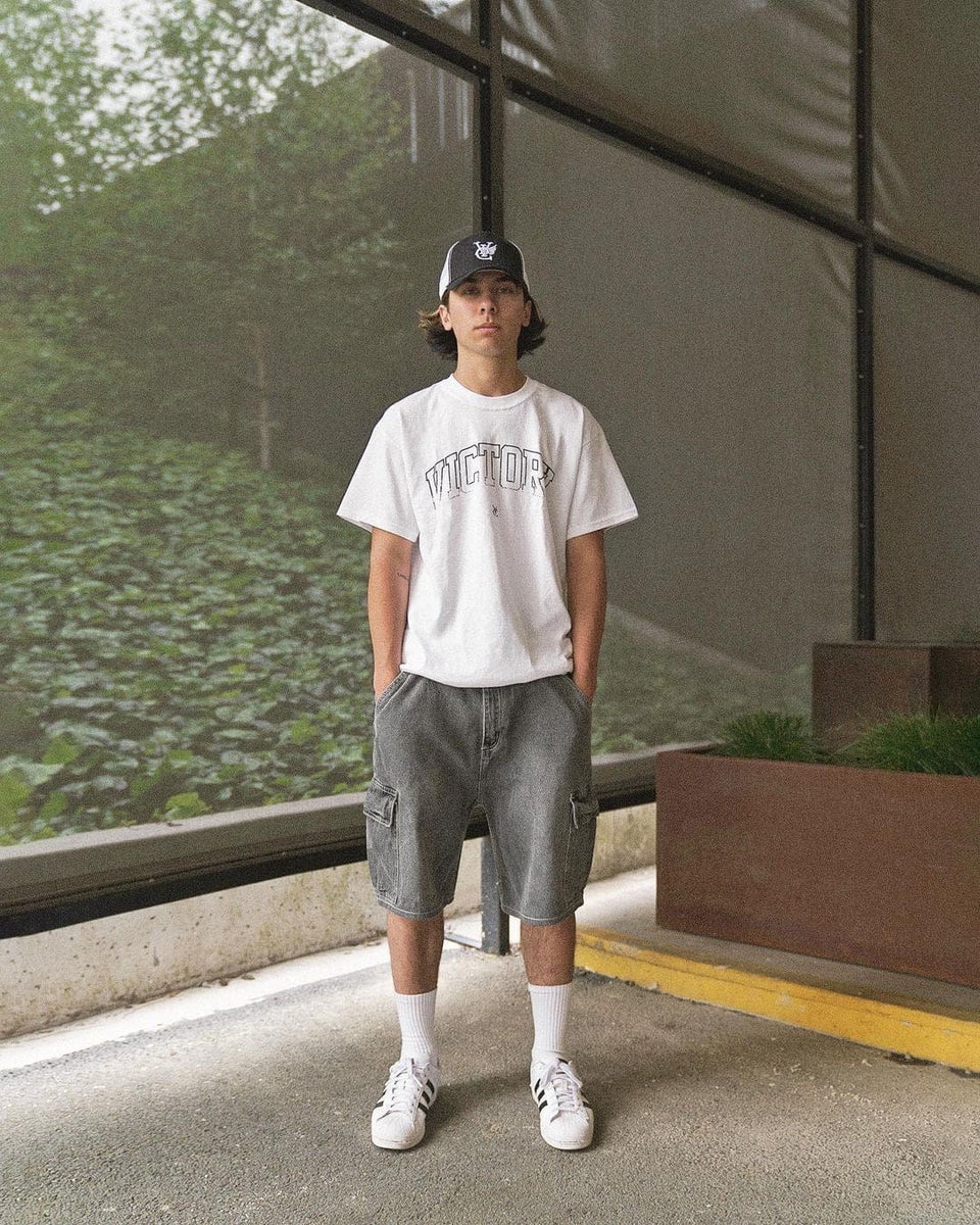 BAGGY CARGO JORTS - BLACK – VIC APPAREL