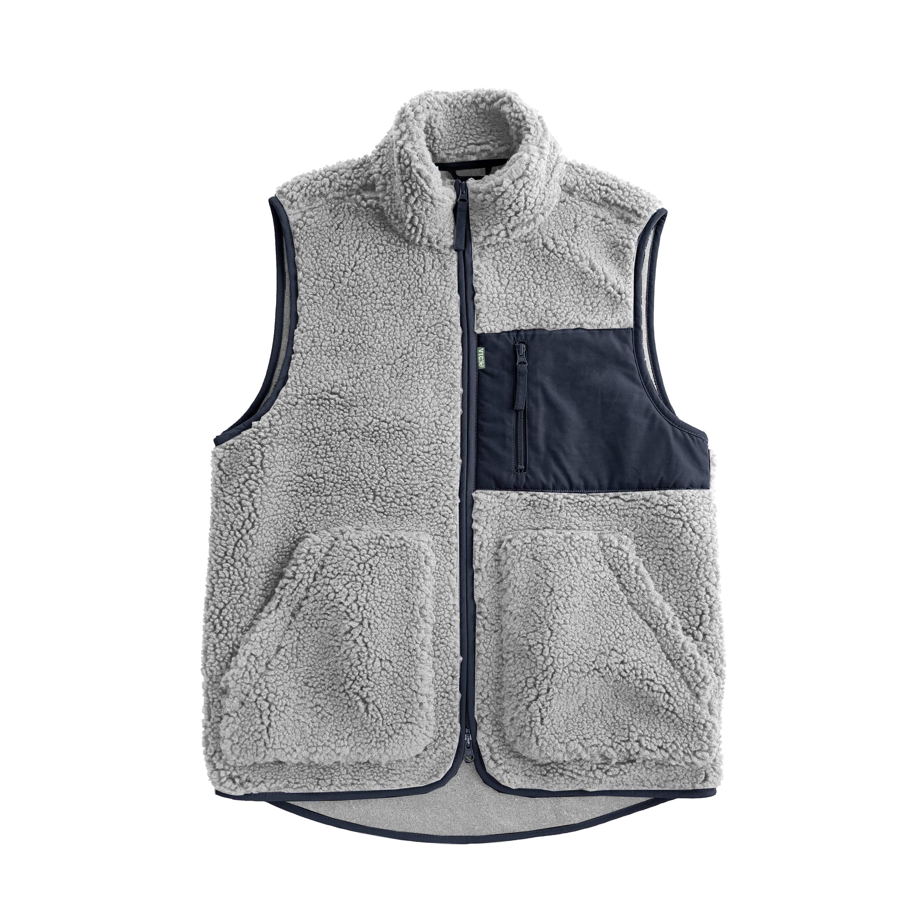sherpa pile fleece vest. classic vintage style