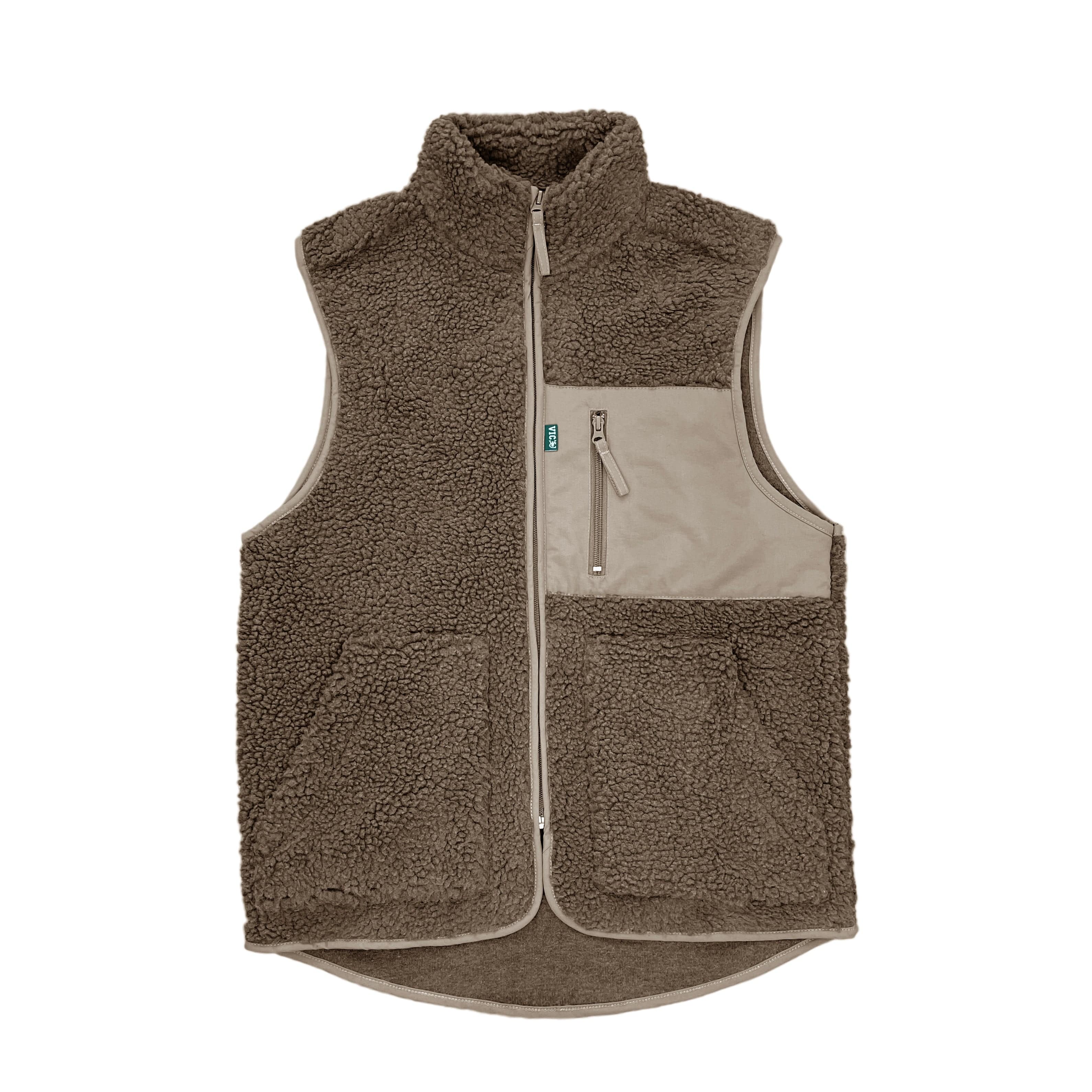 sherpa pile fleece vest. classic vintage style