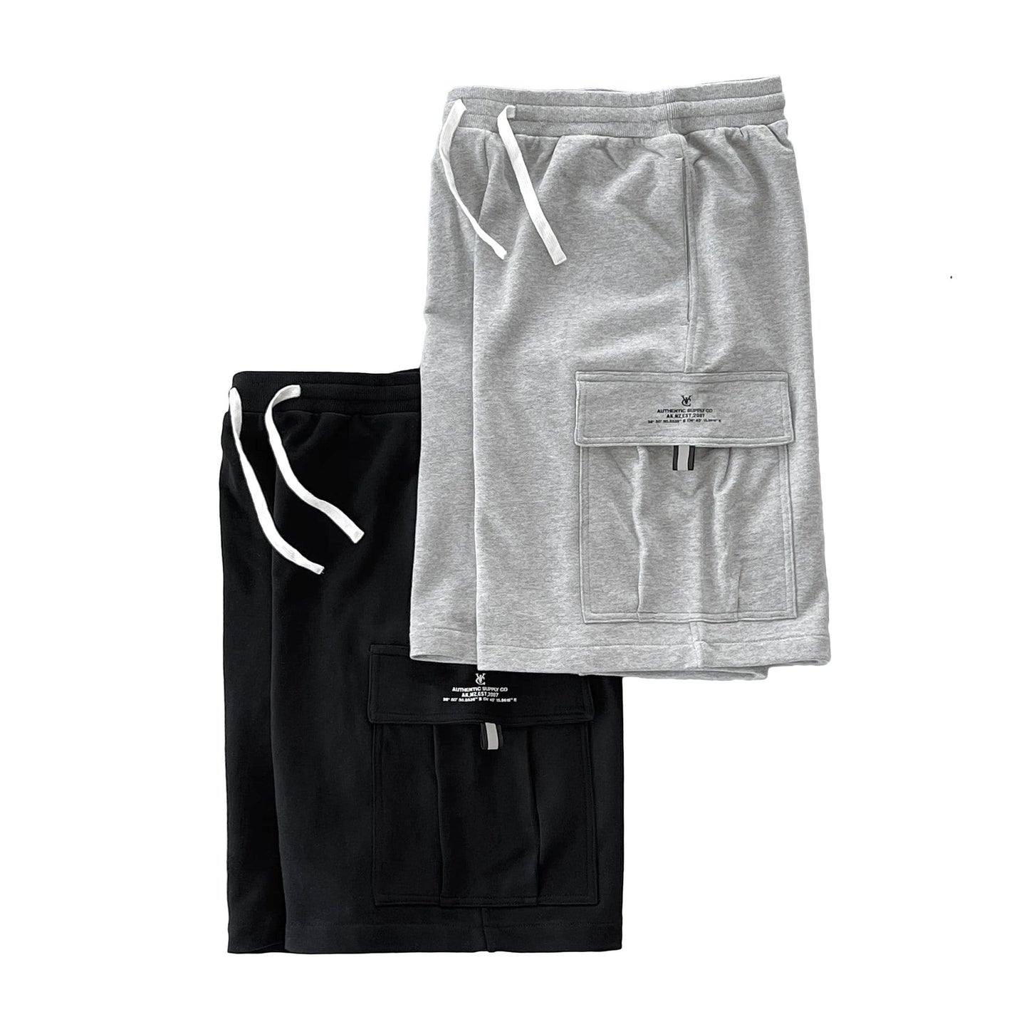 Heavyweight sweat cargo track shorts by New Zealand skate and streetwear clothing label VIC Apparel. Loose baggy fit. Screen printed logo. Reflective pull on cargo pocket flap.
