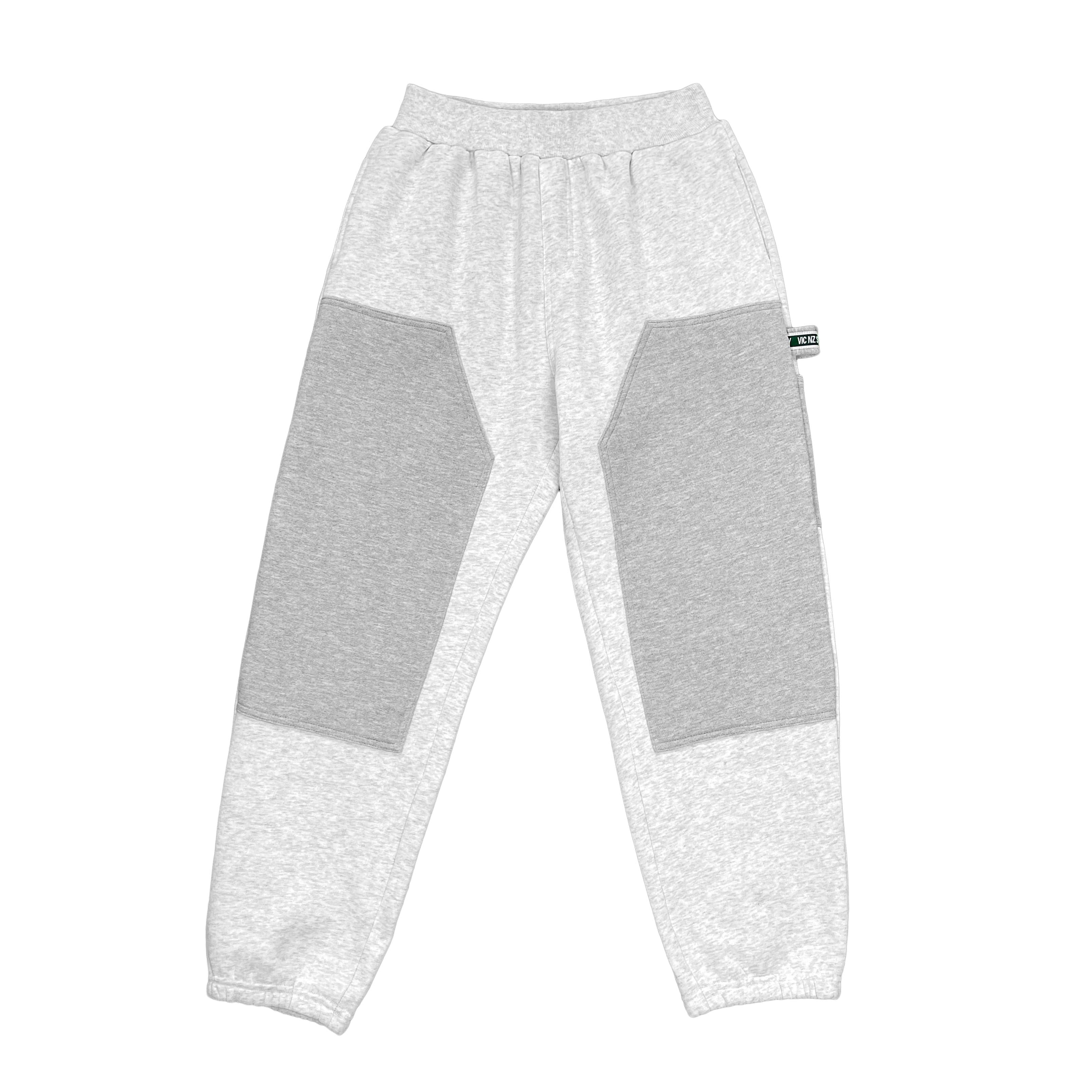 Premium quality double knee carpenter sweat track pants by New Zealand skate and streetwear clothing label VIC Apparel. Relaxed fit. Featuring front knee patch, utility pockets, a traditional hammer loop, and triple needle stitching. Inspired by the 80s & 90s Classic vintage workwear.